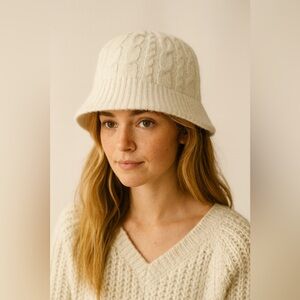 Angora cable knit wool blend Bucket Fisherman Hat
